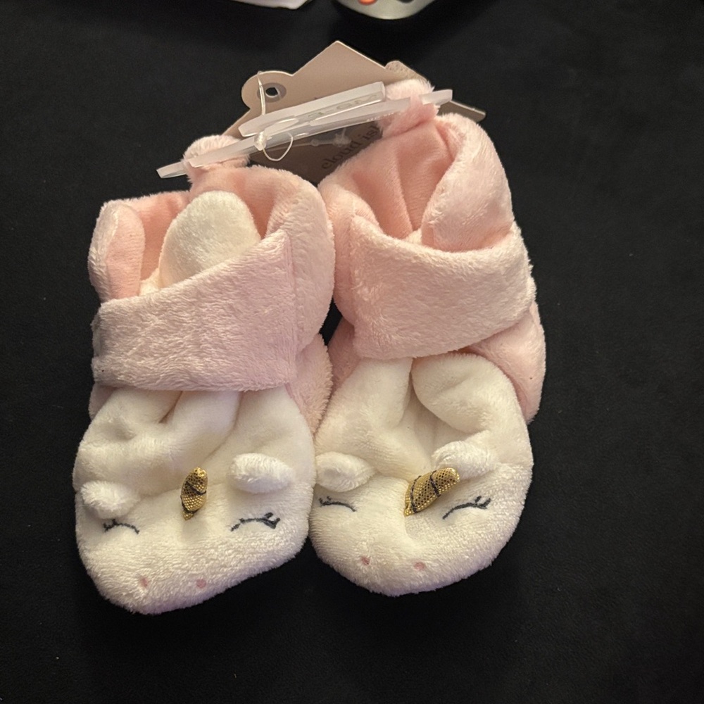Cloud Island Pink and White Unicorn Kids Slippers